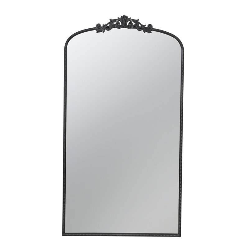 66" X 36" Full Length Mirror, Arched Mirror Hanging Or Leaning Against Wall, Large Black Mirror For Living Room, Black