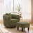Chenille Swivel Accent Chair with Ottoman-1778469396