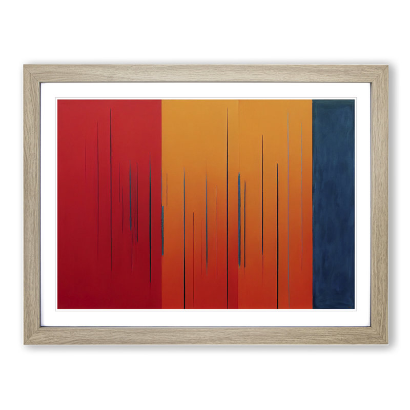 Modern Art Abstract Painting - Framed Print, 25cm H x 34cm W, Oak Framed
