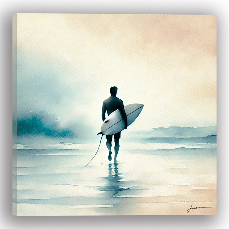 «Solitaire Surfer at Dawn», reproduction d'art sur toile tendue, H 30 po x l 30 po