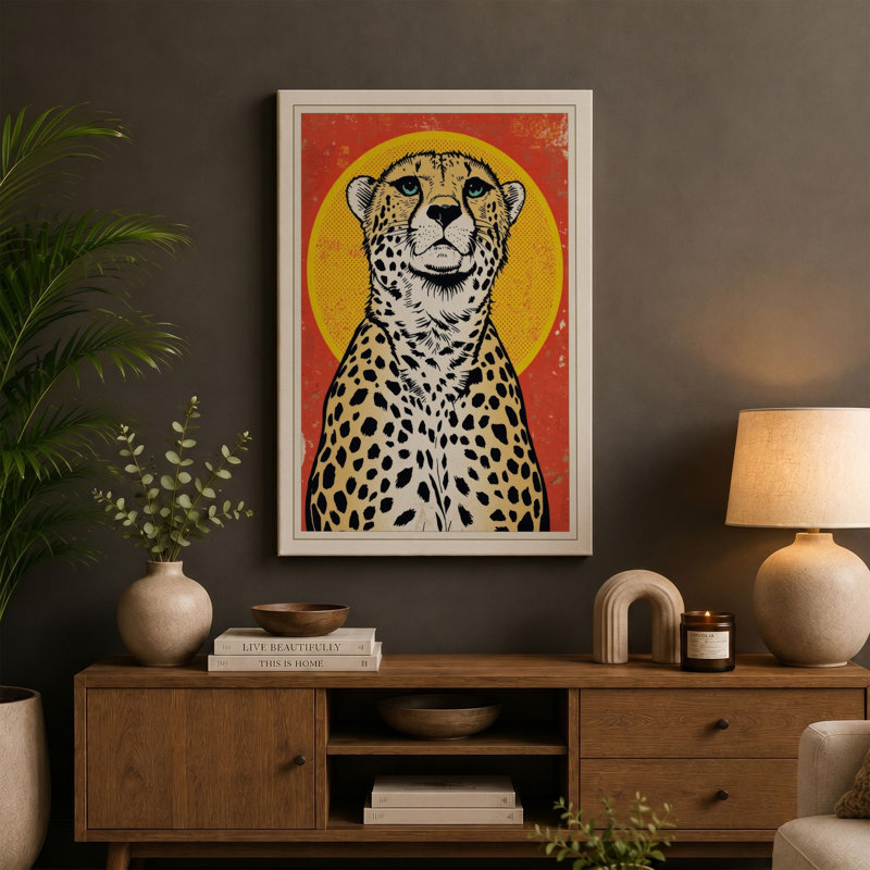 Cheetah Portrait Graphic Art - Wrapped Canvas, 18x12 - 45.7 x 30.5 cm, White Border