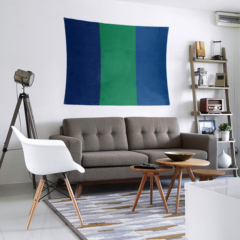 Tapisserie de polyester Vancouver, Bleu / vert / bleu foncé, H 68 po x l 80 po