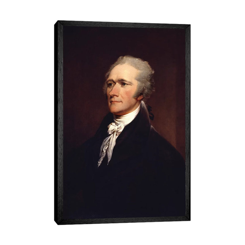 Painting Of Founding Father Alexander Hamilton by John Parrot - Print on Canvas, 66.04 cm H x 45.72 cm W, Black Framed