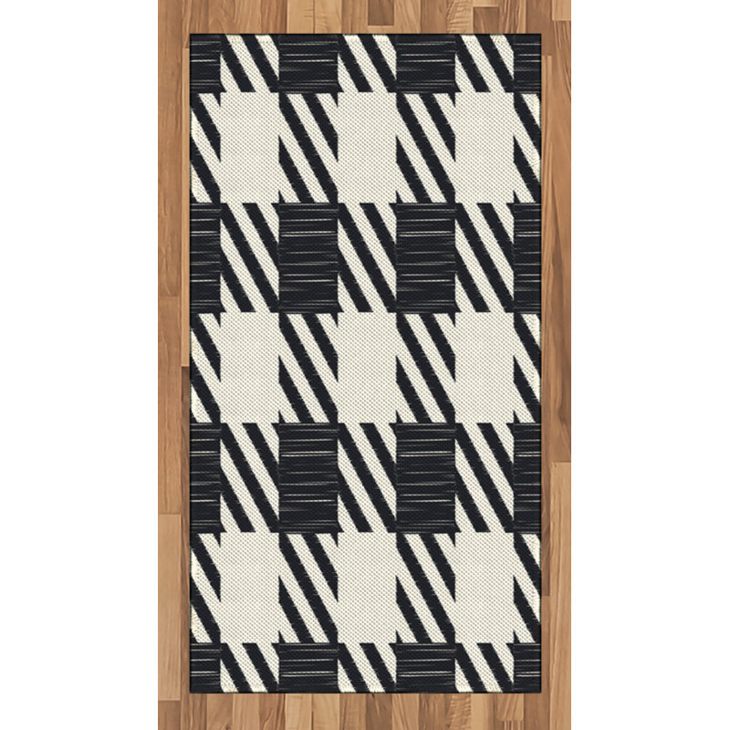 Checkered High Density Long Fiber Poly Threads Decorative Area Rug Carpet, Rectangle 2'7" x 5'