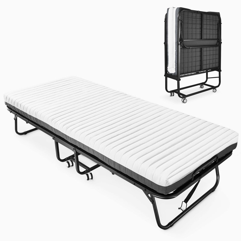 Lit d'invité pliable avec matelas en mousse à mémoire de forme Rollaway, conception douce et portable