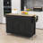 Adalid Rolling Kitchen Island Cart with Wood Top, 2 Drawers, 4 Door Cabinet and Spice & Towel Rack-2043805309
