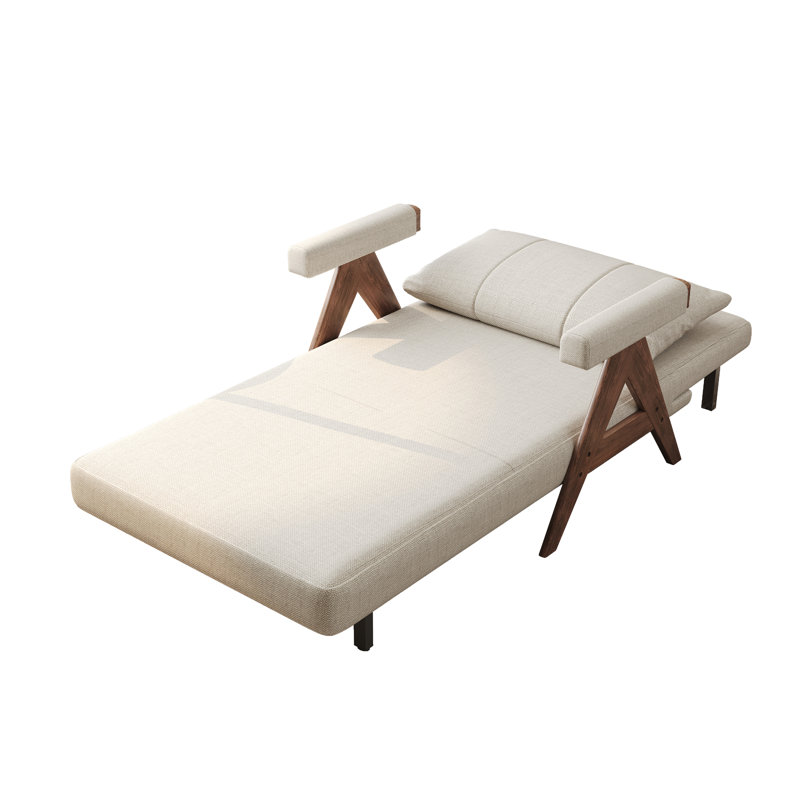 Canapé-lit inclinable 3-en-1 moderne avec dossier réglable, 37" H x 43.31" W x 35.43" D, Walnut