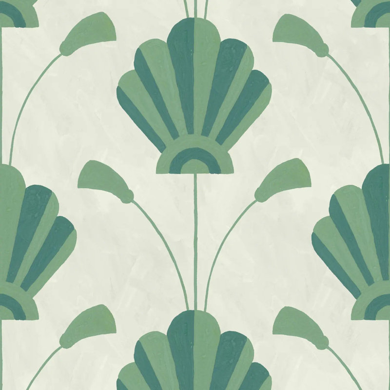 Fanflower - Wallpaper, Powdered Blue Gold, Peel & Stick, Self-Adhesive