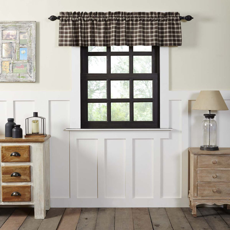 Dissay Cotton Plaid Tailored Window Valance, 16" H x 72" W x 2" D