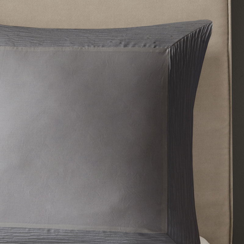 Taie décorative européenne en mélange de coton Hanae, Gris