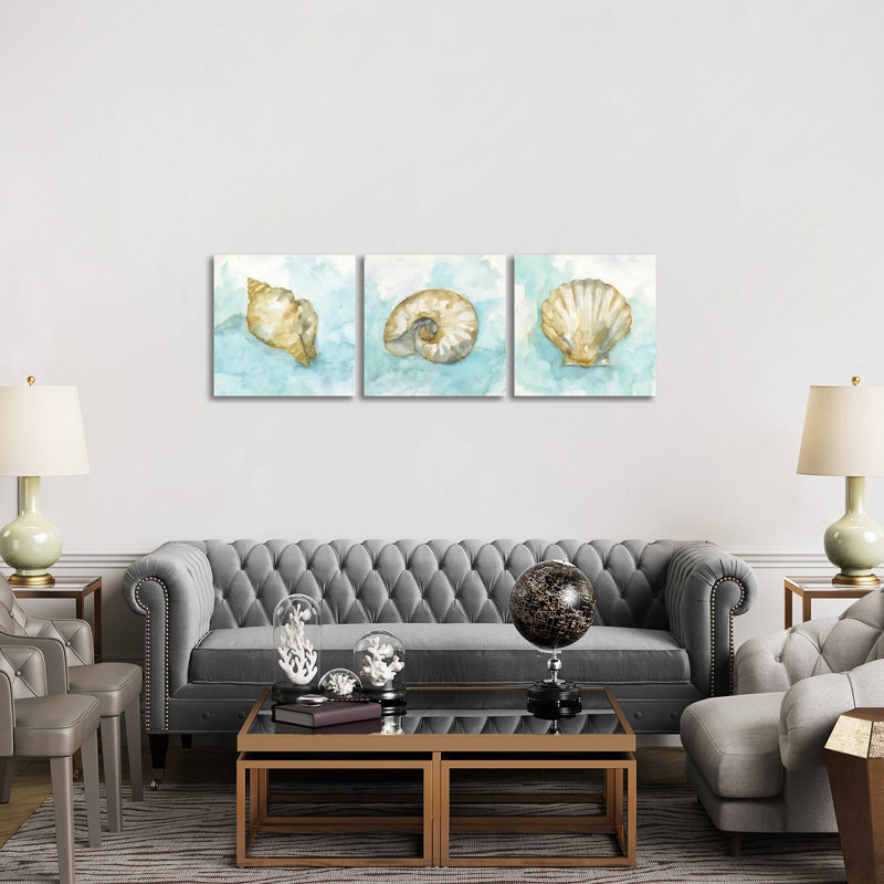 «Biscayne Treasure Triptych», ensemble d'art mural sur toile tendue (ensemble de 3)