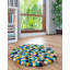 Tapis uni / rayé de couleur bleue Rosston