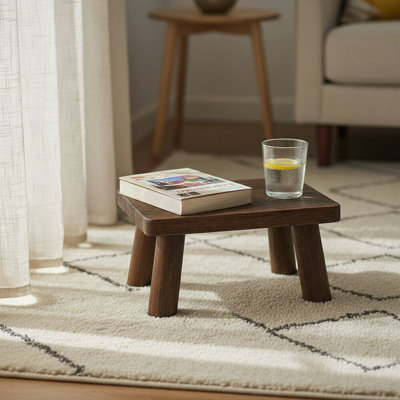 Wooden Low Stool Change Shoes Footstool Rectangle Small Bench for Living Room
