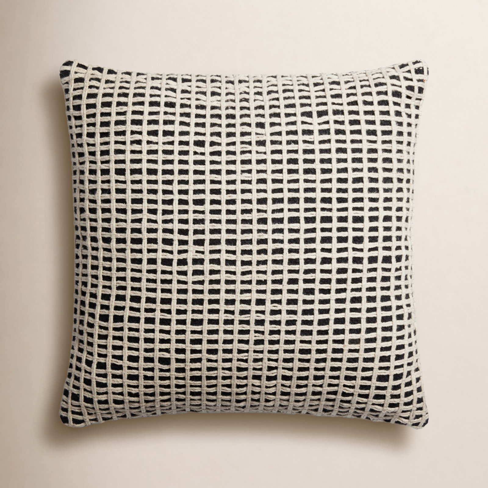Strasbourg 18" x 18" Pillow Cover, Black/Ivory, Pillow Cover Only - No Insert