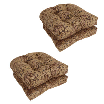 19-Inch Rounded Back Jacquard Chenille Chair Cushion