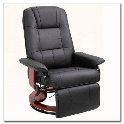 Faux Leather Manual Recliner with Swivel Wood Base