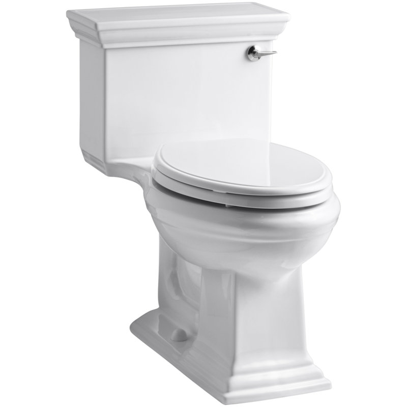 Memoirs Elongated 1.28 GPF Toilet with Aquapiston Flush Technology and Left-Hand Trip Lever, White, Right