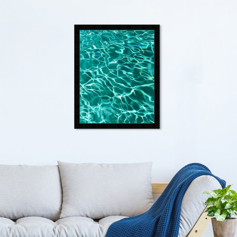 «Clear Waters, Ocean Reflection Texture Coastal Blue», impression sur cadre photo, Cadre noir, L 16 po x H 20 po
