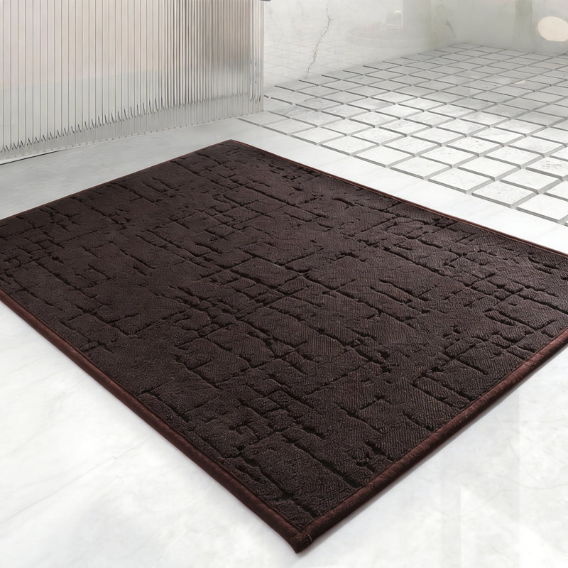 Tapis de bain absorbant à séchage rapide, envers en caoutchouc lavable, se glisse sous la porte, brun, 17 po x 24 po, Brun