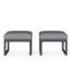De 2 repose-pieds de patio de 26 po avec coussins gris épais, fabrication en aluminium rouille, assemblage rapide pour une utilisation dans le jardin, cadre toutes saisons, détente extérieure polyvalente