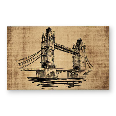 Tower Bridge Illustration Door Mat | Brown Living Room Decor