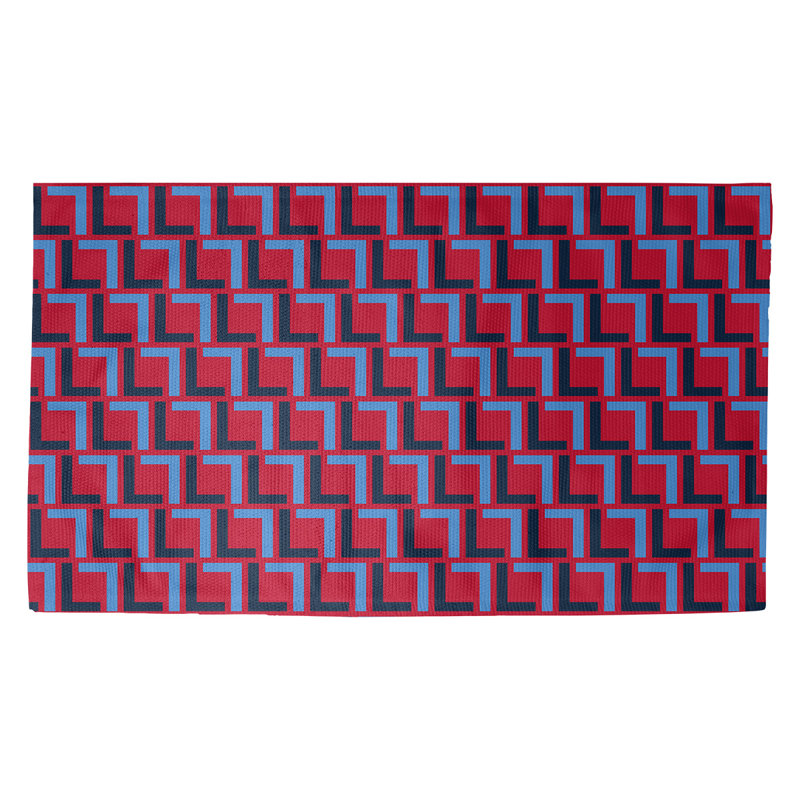 Tapis géométrique bleu marine / bleu / rouge, Rectangle 2 pi x 3 pi