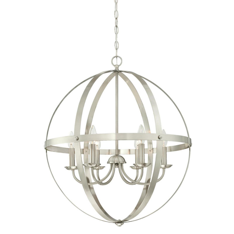 Lustre globe à 6 lumières Dassel, Nickel brossé