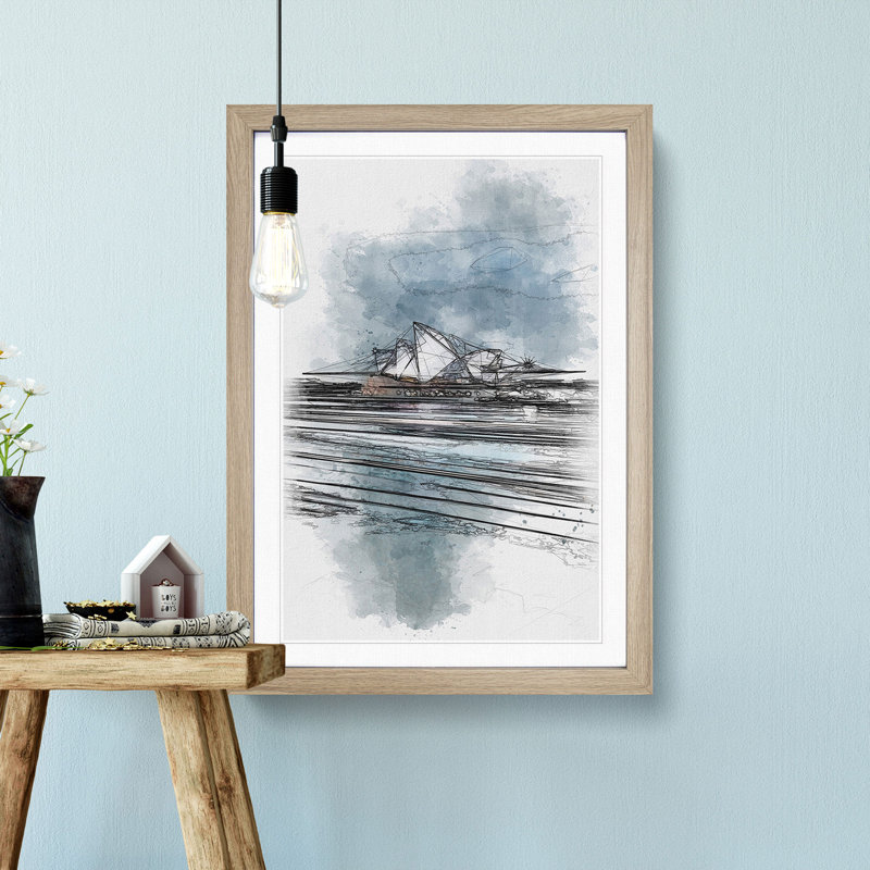 Sydney Opera House Lights - Picture Frame Painting Print, 87cm H x 62cm W x 2cm D, Oak Framed