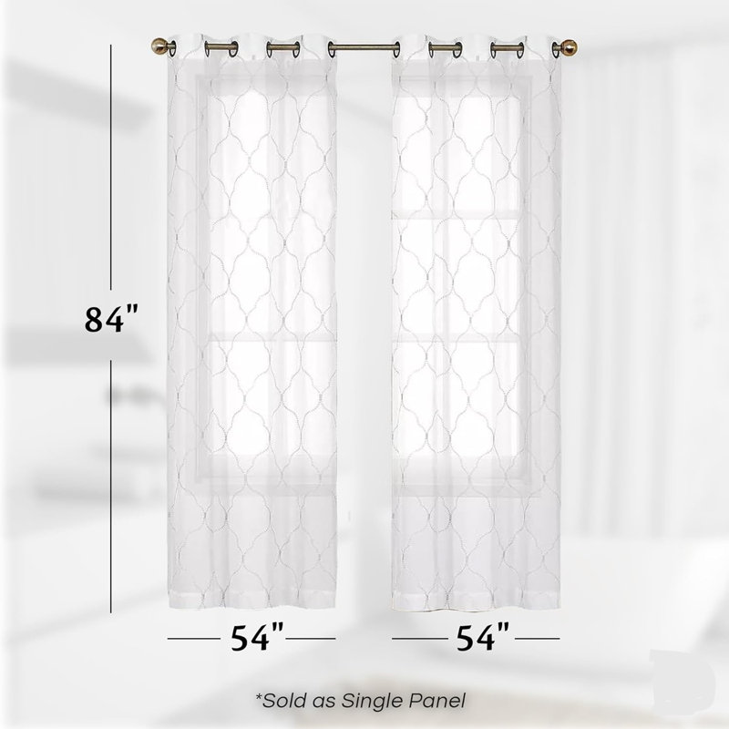 Rideaux transparents pour le salon, rideaux de bureau, l 54 po x L 84 po, Blanc