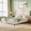 Grand lit plateforme tapissier à oreilles avec grande tête de lit - beige-1287024293-1326209411