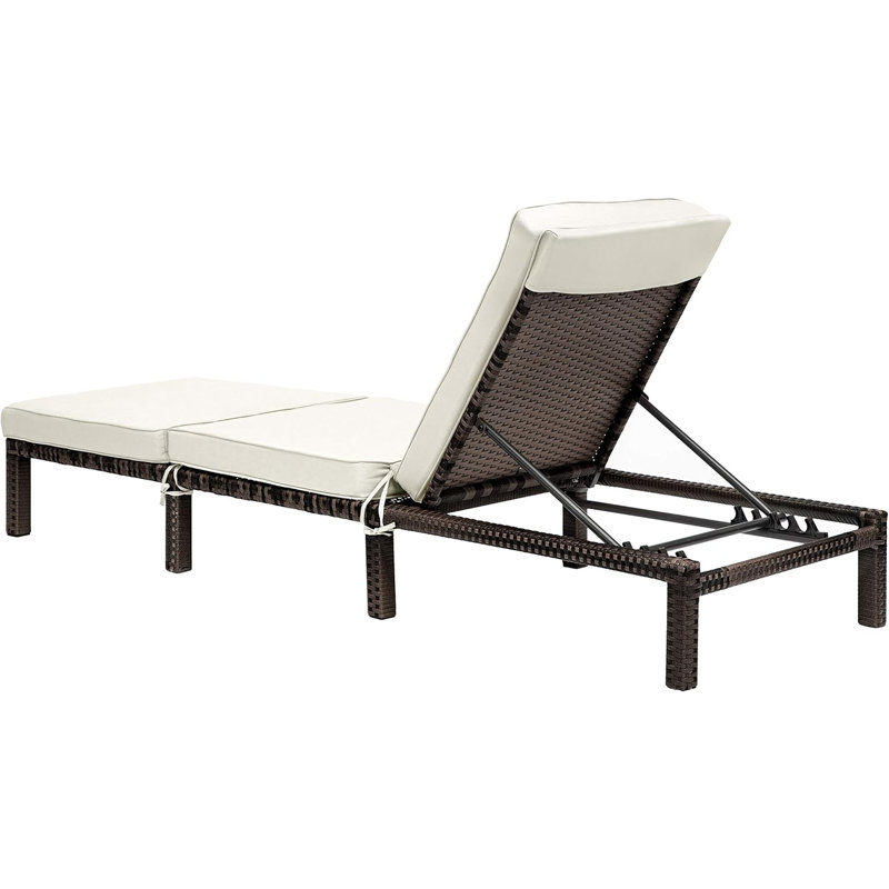 Berkow 182.78cm Long Reclining Single Chaise with Cushions, Cream, Brown