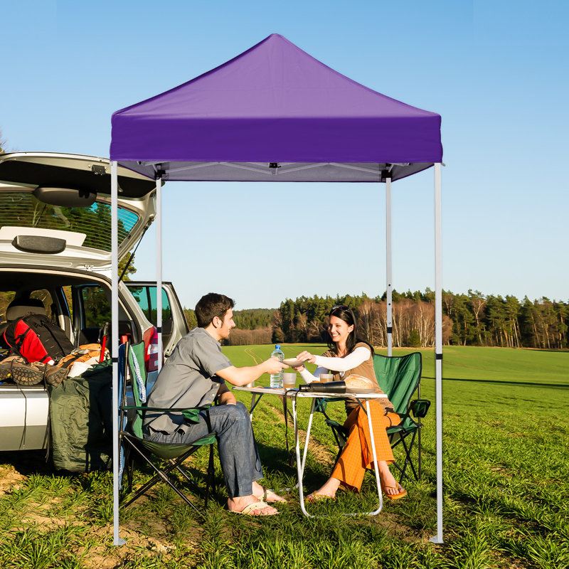 5 Ft. W x 5 Ft. D Outdoor Pop Up Steel Canopy Portable Tent, Purple