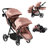 Foldable Twin Stroller With Adjustable Backrest-115356144
