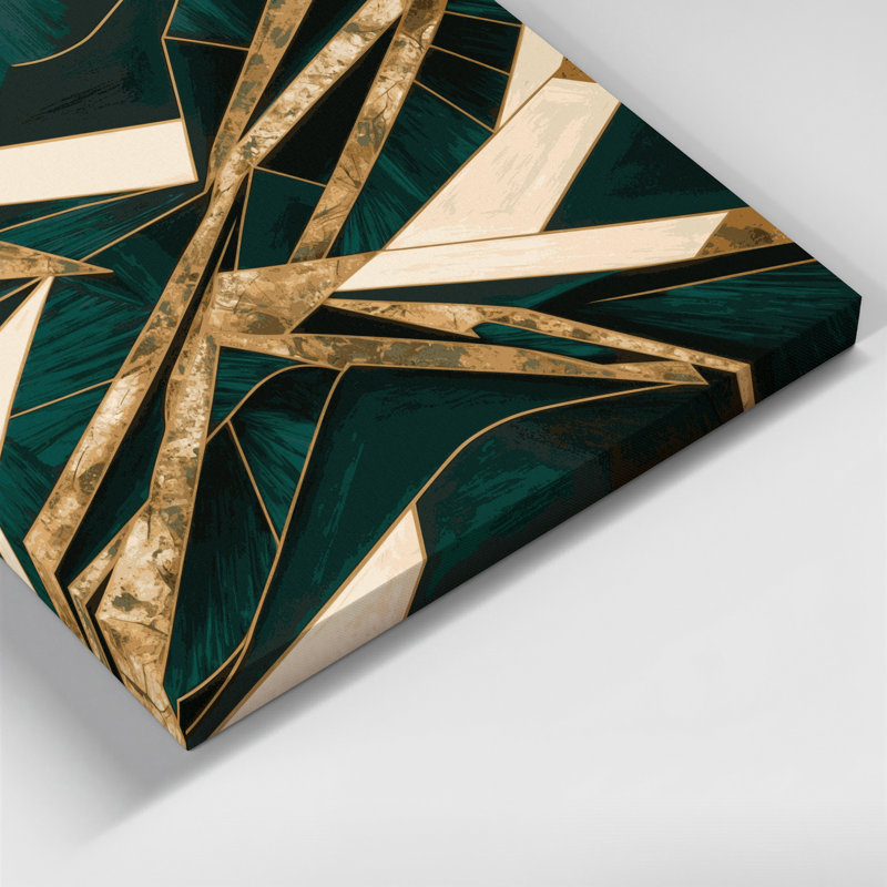 «Geometric Abstraction 97», art mural sur toile verte, H 16 po x l 20 po