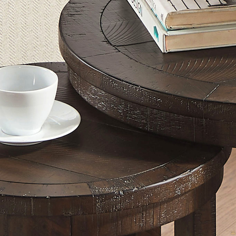 Ensemble de tables basses 24 pouces 2PCS, Marron foncé