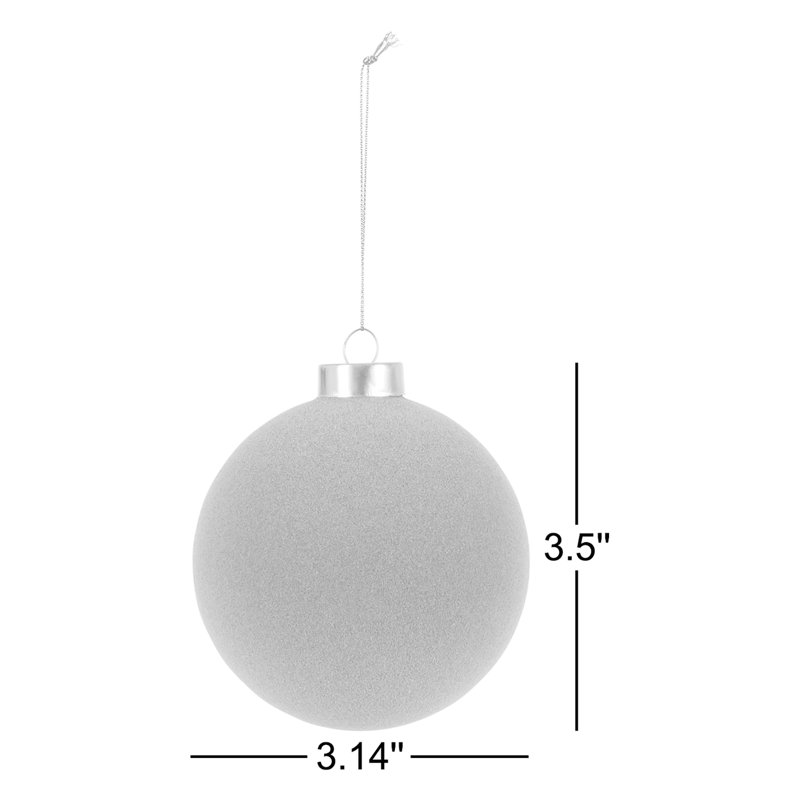 Ornement floqué taupe, 4 po, Crème, crème