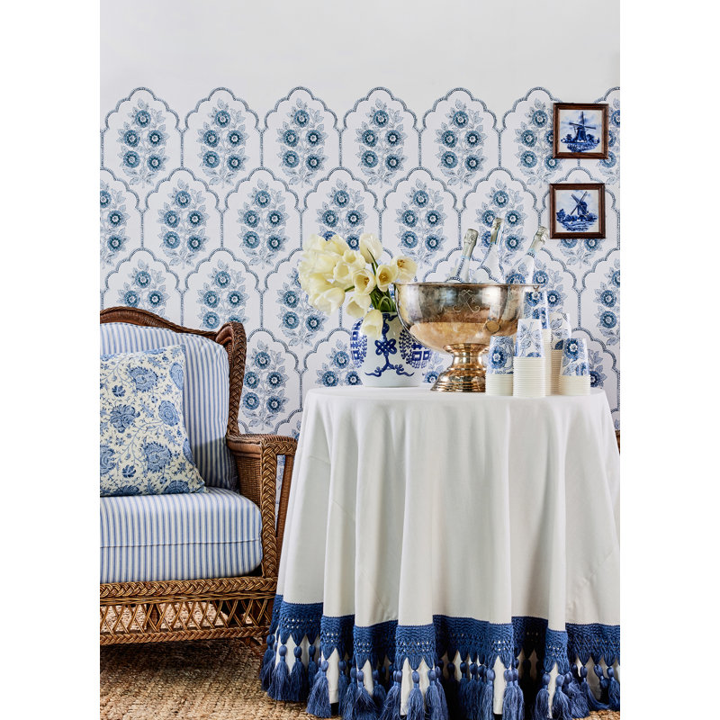 Double rouleau floral Peel & Stick, Bleu de Delft