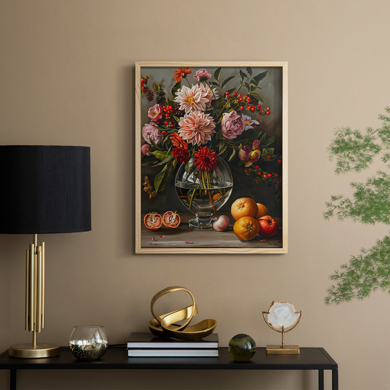 Reproduction encadrée FLORAL Series DCCXLI - bois massif, H 11 po x l 9 po, Naturel