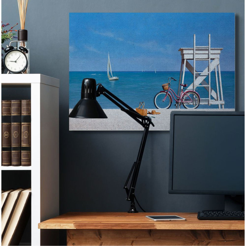 Support de sauveteur de plage rose par Zhen-Huan Lu - impression d'art graphique, Wrapped Canvas, 48" H x 36" W x 1.5" D