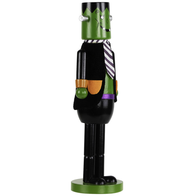 Figurine d'Halloween casse-noisette de Frankenstein - 10,5 po - vert et noir