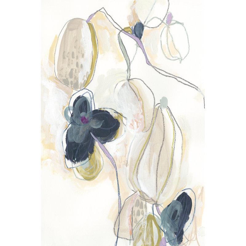 Abstracted Orchid II by June Erica Vess - Painting, Black Floater Framed, 122 cm H x 81 cm W