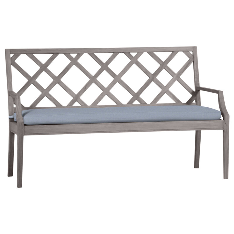 Banc 60 po Haley Teak - Huître, Huître teck, Sunbrella® ‑ Arbor Chambray colombe, Pas de soudure