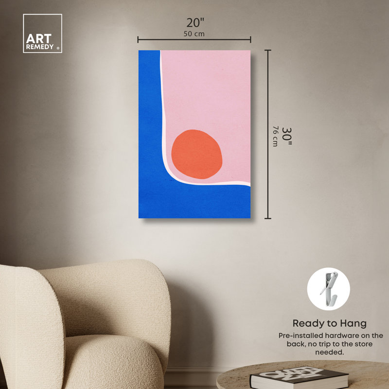 «A Loner Sun», art mural abstrait géométrique moderne par Art Remedy, Toile tendue, H 30 po x l 20 po