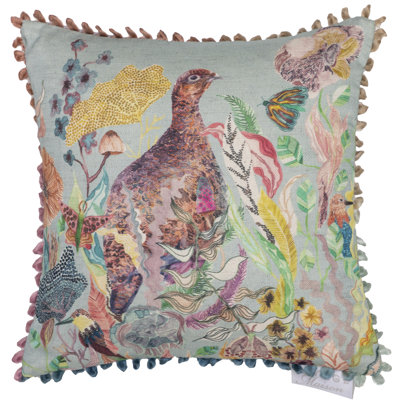 Lady Grouse Lady Grouse Animal Loop Edge Cushion Feathers Animal Print Square Scatter Cushion Cushion With Filling