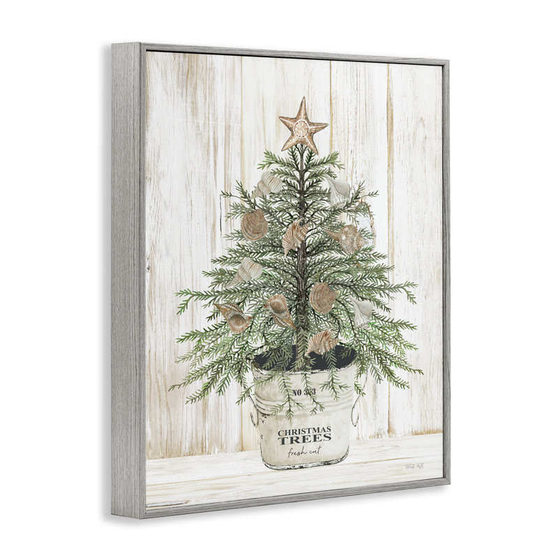 Arbre de Noël rustique coquillage AT-144, H 30 po x l 24 po x P 1,5 po, Estampe numérique Farmhouse