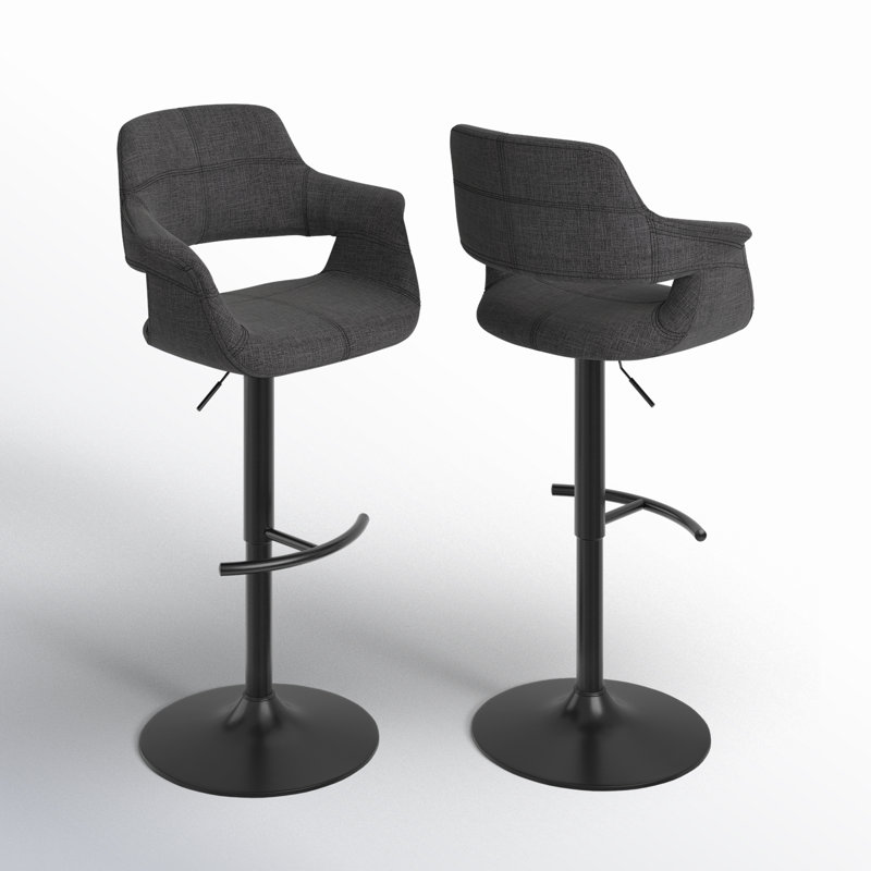 Tabouret de bar pivotant réglable Lakyia, Gris anthracite, Black