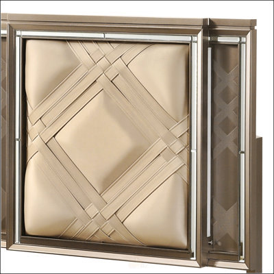 Lit double avec rangement en cuir synthétique et champagne foncé avec DEL et rangement