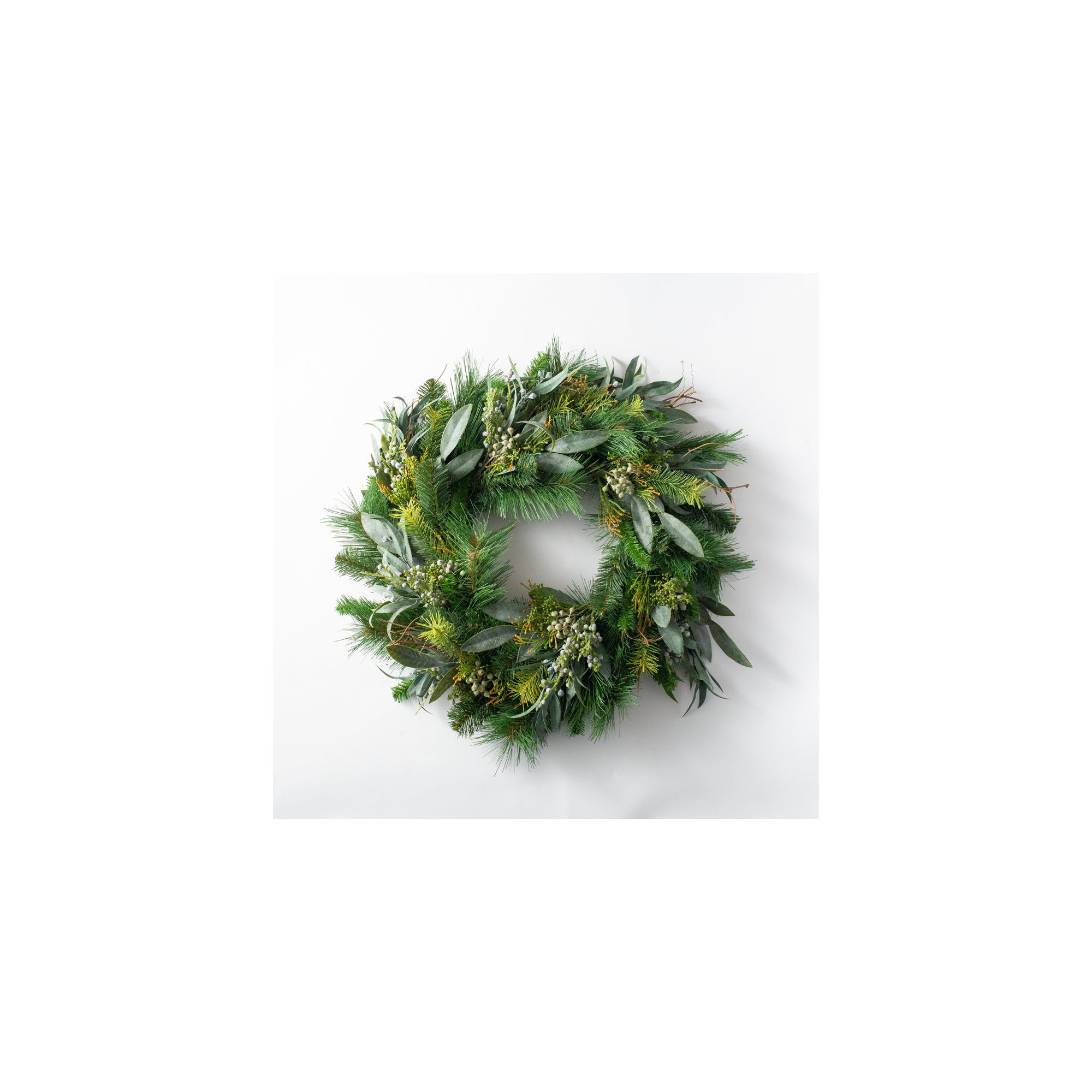 Faux Eucalyptus Silk Wreath, 30" H x 30" W x 6" D