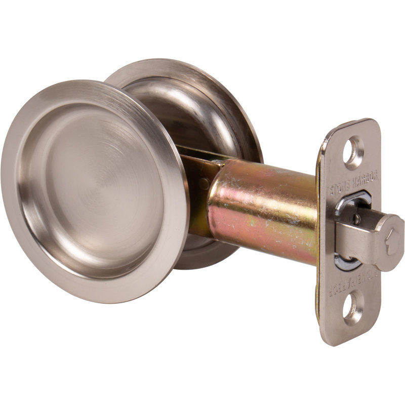 Loquet de porte à pochette ronde, Nickel satiné