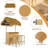 Hawaiian-Style Bar Height Patio Set With PE Grass Canopy, Outdoor Bar Table And Stools With Adjustable Feet, Acacia Wood Top, For Dining And Drinking